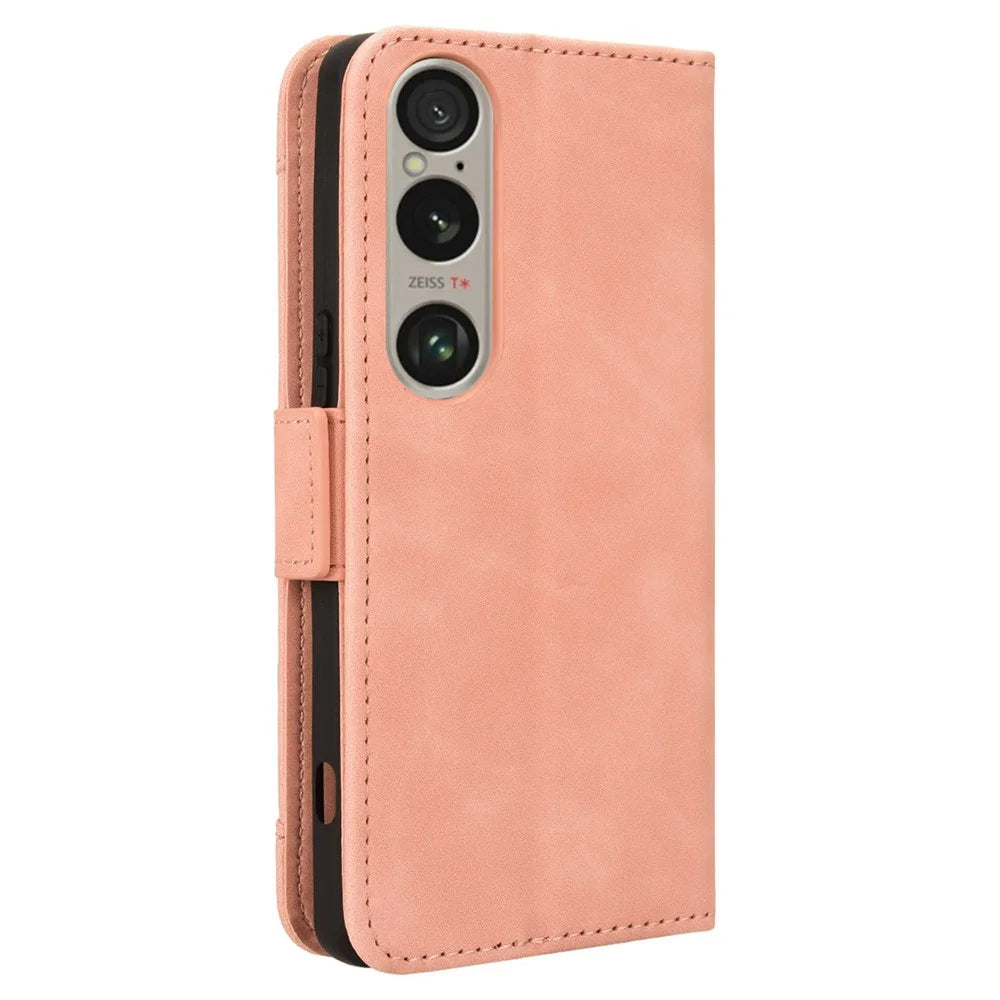For Sony Xperia 1 VI Shockproof Case Multiple Card Slots Leather Phone Cover - Pink - 7