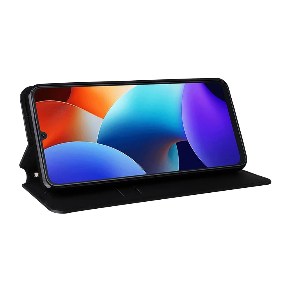 For Blackview Color 8 Magnetic Closure Phone Case Rhombus Imprinted Wallet Card Holder Cover - Black - 3