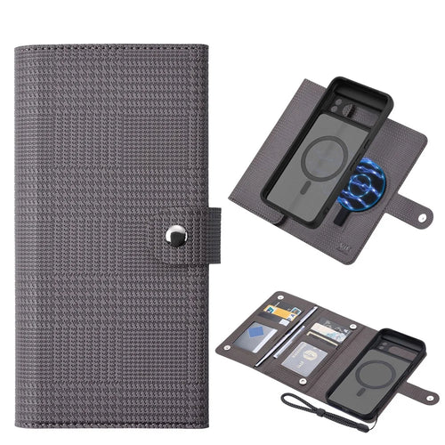VILI GHA Series For Google Pixel 8 Magnetic Case Detachable RFID Blocking Leather Phone Cover - Grey - 1