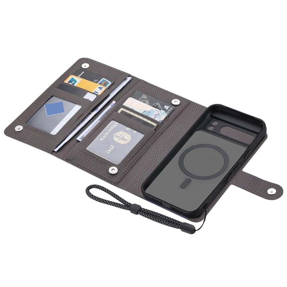 VILI GHA Series For Google Pixel 8 Magnetic Case Detachable RFID Blocking Leather Phone Cover - Grey - 5