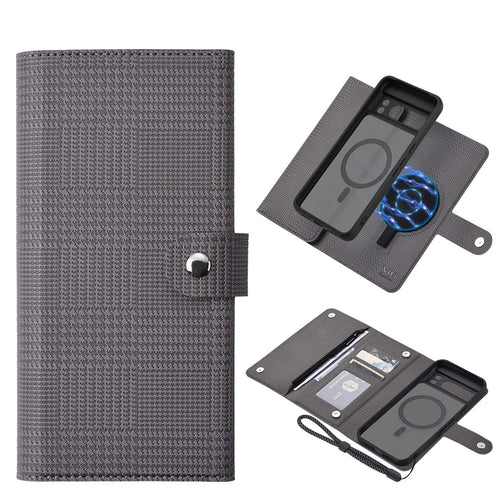 VILI GHB Series for Google Pixel 8 Magnetic Case Shockproof Leather Folio Flip Cover - Grey - 1