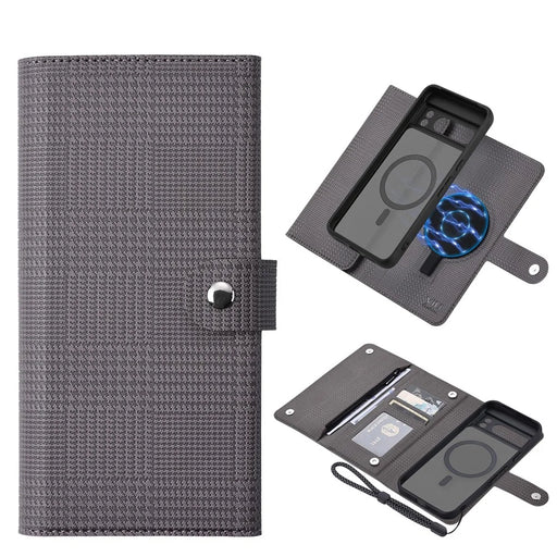 VILI GHB Series for Google Pixel 8 Magnetic Case Shockproof Leather Folio Flip Cover - Grey - 1