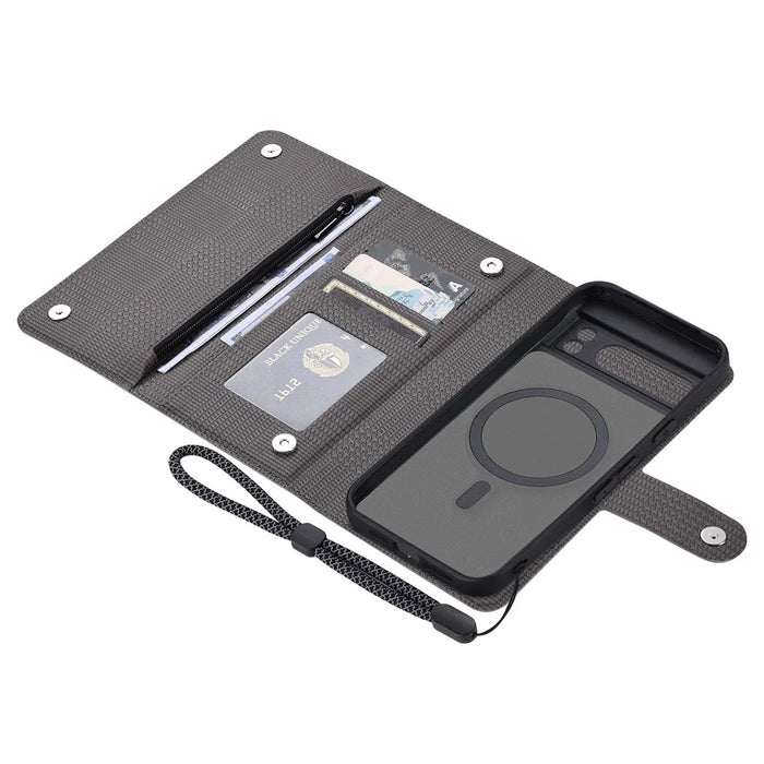 VILI GHB Series for Google Pixel 8 Magnetic Case Shockproof Leather Folio Flip Cover - Grey - 5