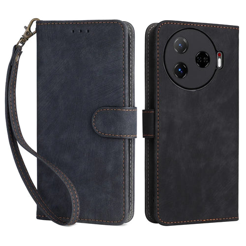 For TECNO Camon 30 Pro 5G CL8 Case PU Leather Phone Cover Folio Wallet RFID Blocking - Black - 1