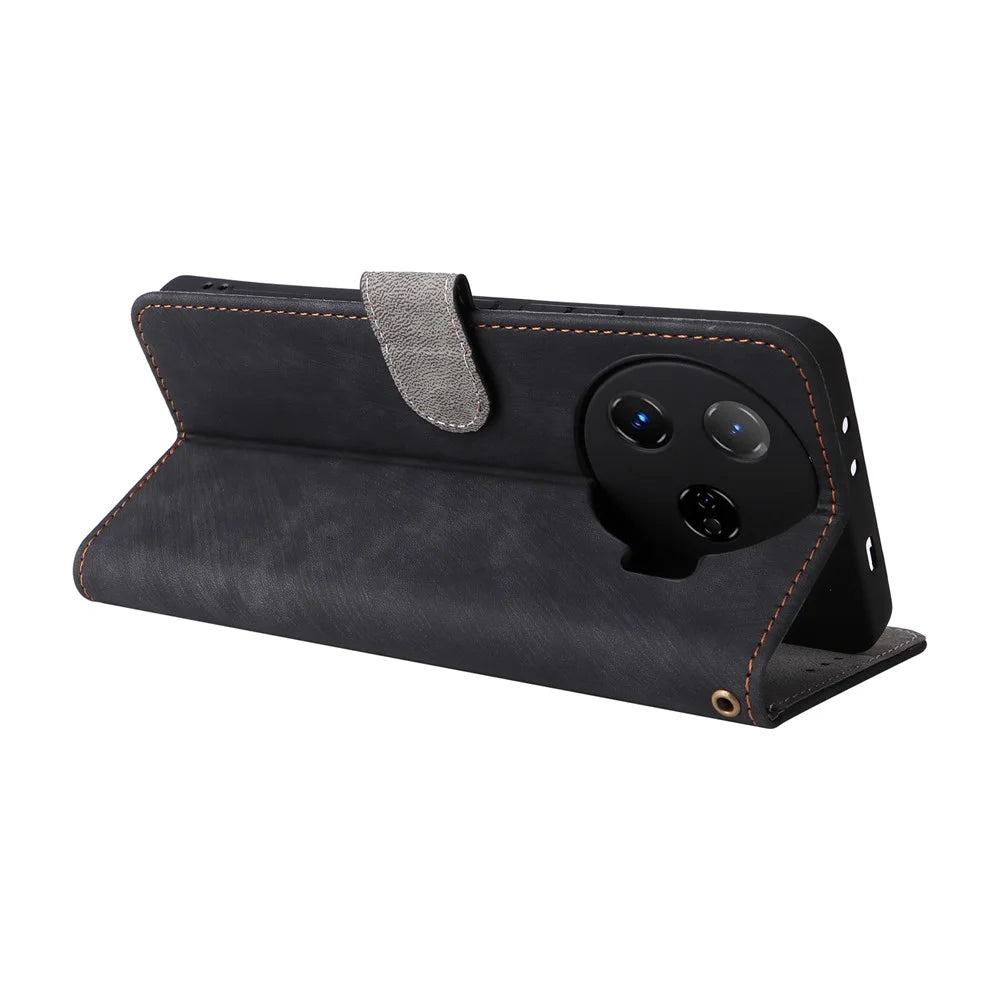 For TECNO Camon 30 Pro 5G CL8 Case PU Leather Phone Cover Folio Wallet RFID Blocking - Black - 4