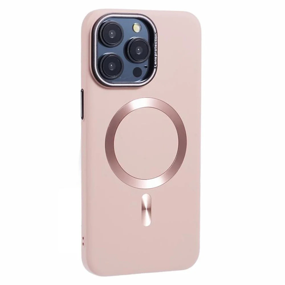 MMKK Series for iPhone 13 Pro Magnetic Phone Case Rubberized Hard PC Back Cover - Pink - 3