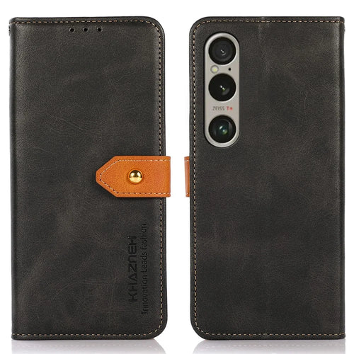 KHAZNEH For Sony Xperia 1 VI Case Magnetic Flip PU Leather Stand Cell Phone Back Cover - Black - 1