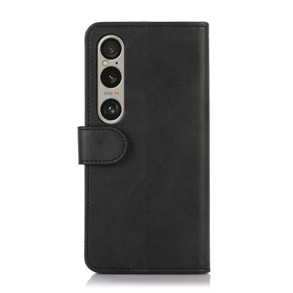 For Sony Xperia 1 VI Case PU Leather Flip Phone Cover Wallet Card Slot Holder - Black - 6