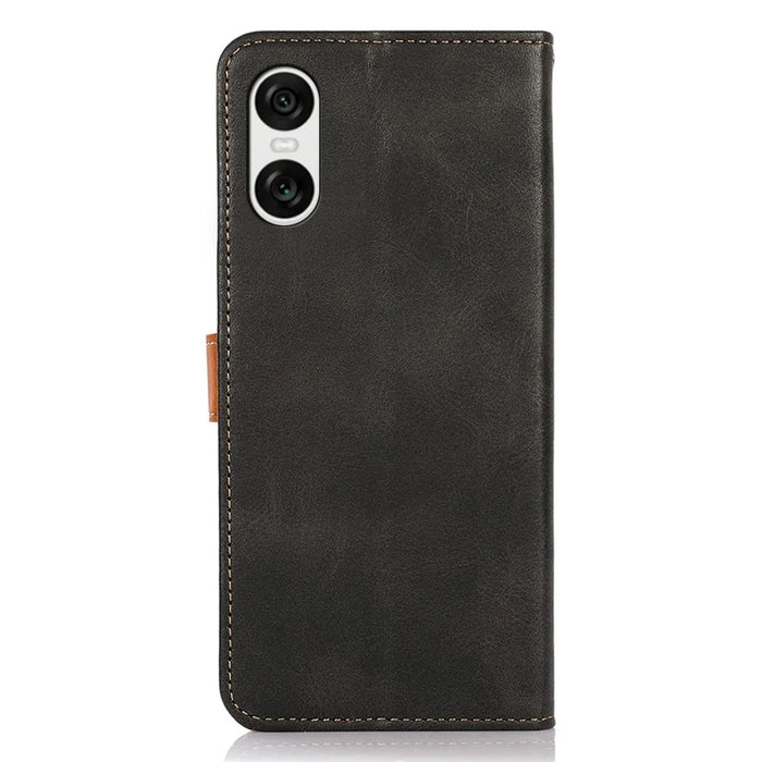 KHAZNEH For Sony Xperia 10 VI Cover TPU+PU Leather Phone Shell Magnetic Flip Stand Phone Case - Black - 6