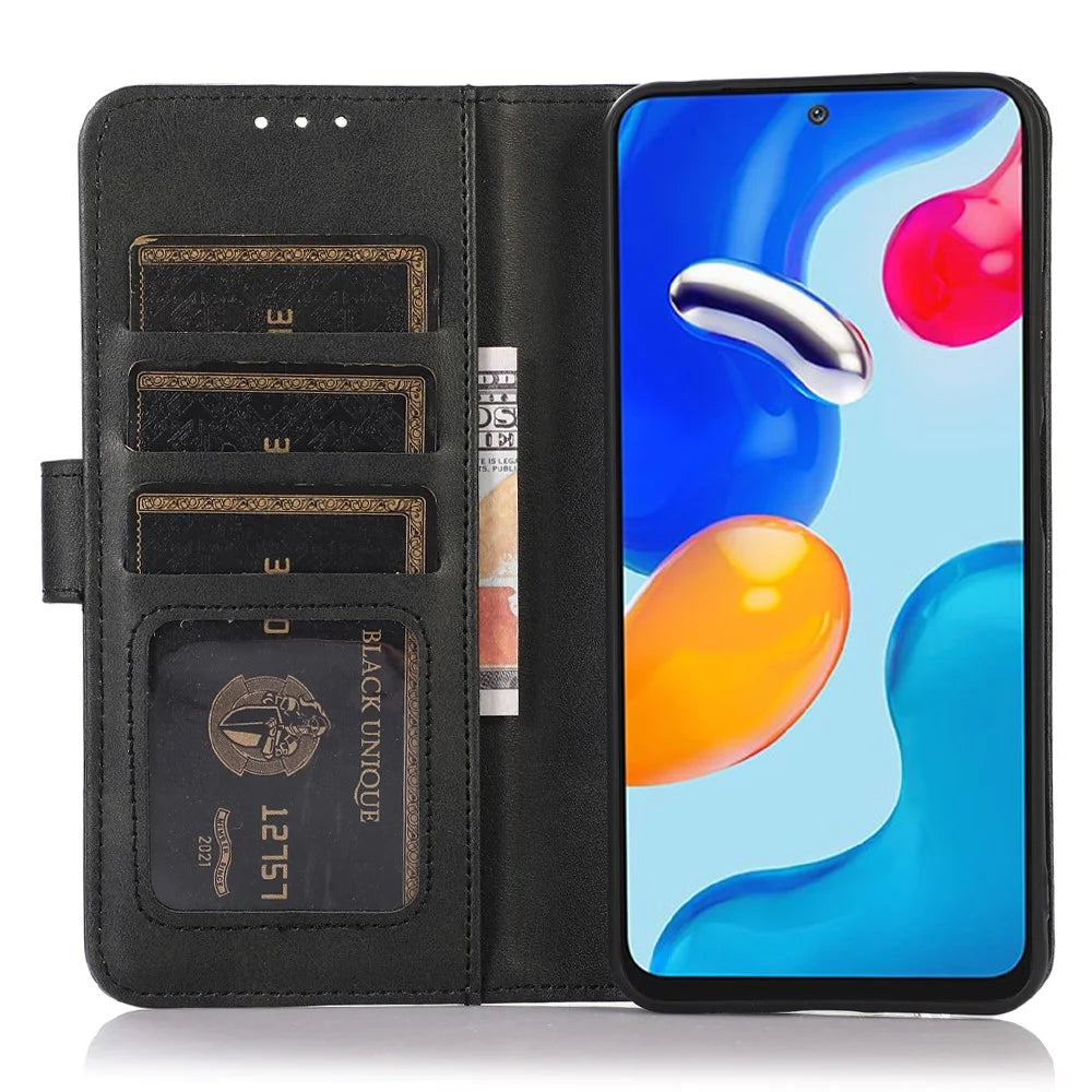 For Sony Xperia 10 VI Case Leather Cowhide Texture Phone Wallet Cover with Magnetic Clasp - Black - 2