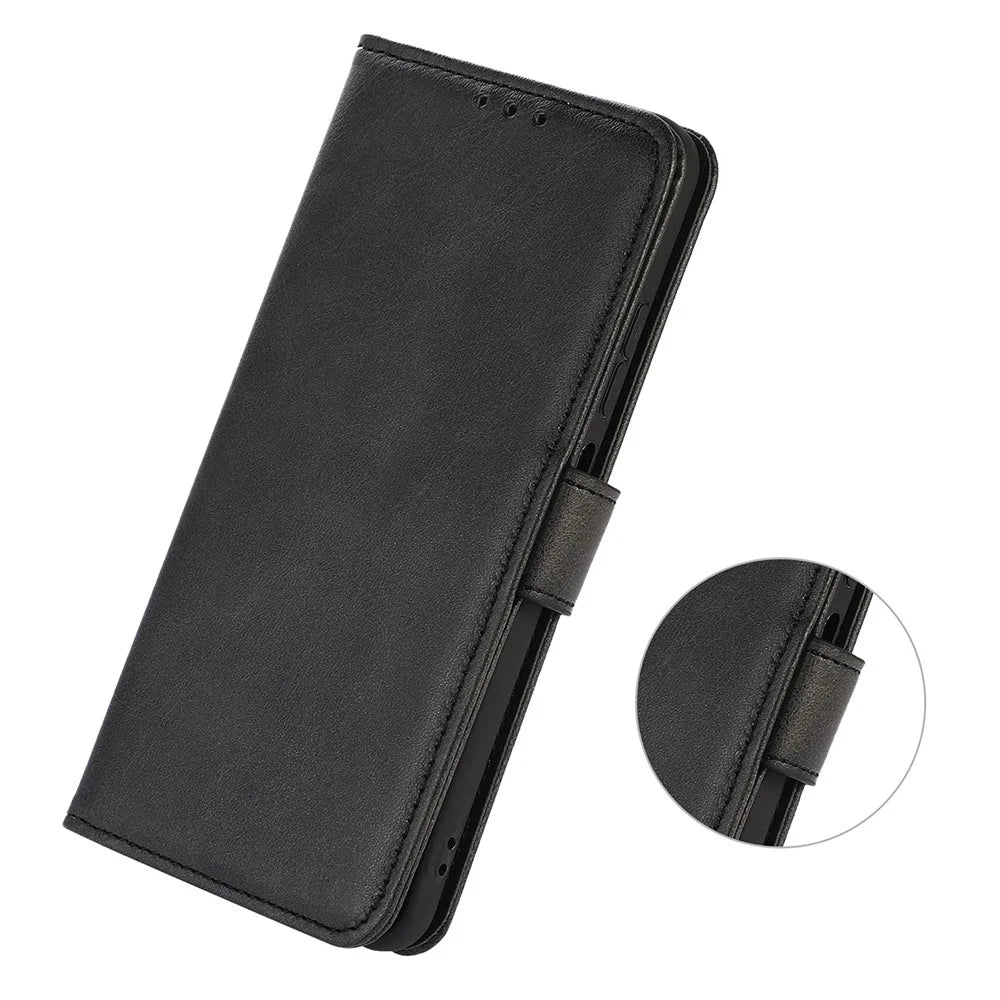 For Sony Xperia 10 VI Case Leather Cowhide Texture Phone Wallet Cover with Magnetic Clasp - Black - 4
