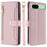 For Google Pixel 8a Phone Case PU Leather Protective Cover with Zipper Wallet - Pink - 1