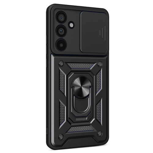 For Samsung Galaxy M55 5G / C55 5G / F55 5G Case Kickstand PC+TPU Phone Shell with Slide Camera Protective Cover - Black - 1