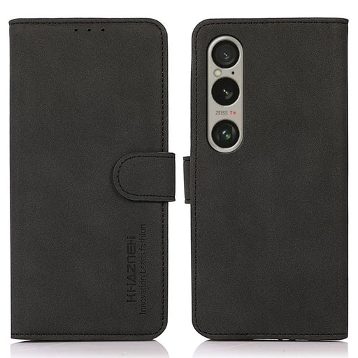 KHAZNEH For Sony Xperia 1 VI Case Protective PU Leather Magnetic Flip Wallet Phone Cover - Black - 1