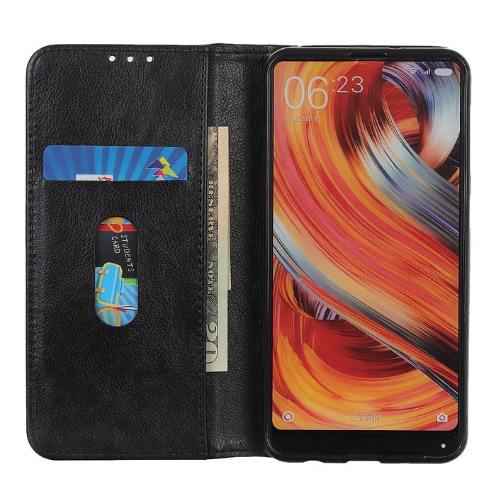 For Sony Xperia 10 VI Case Litchi Texture Split Leather Stand Phone Cases   - Black - 2