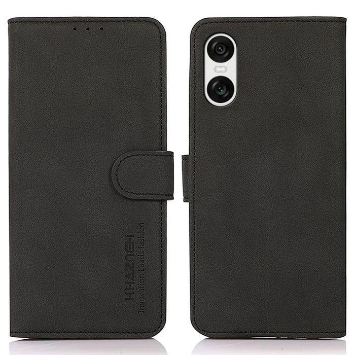 KHAZNEH For Sony Xperia 10 VI Phone Case Horizontal Stand Cover Leather Wallet Shell - Black - 1