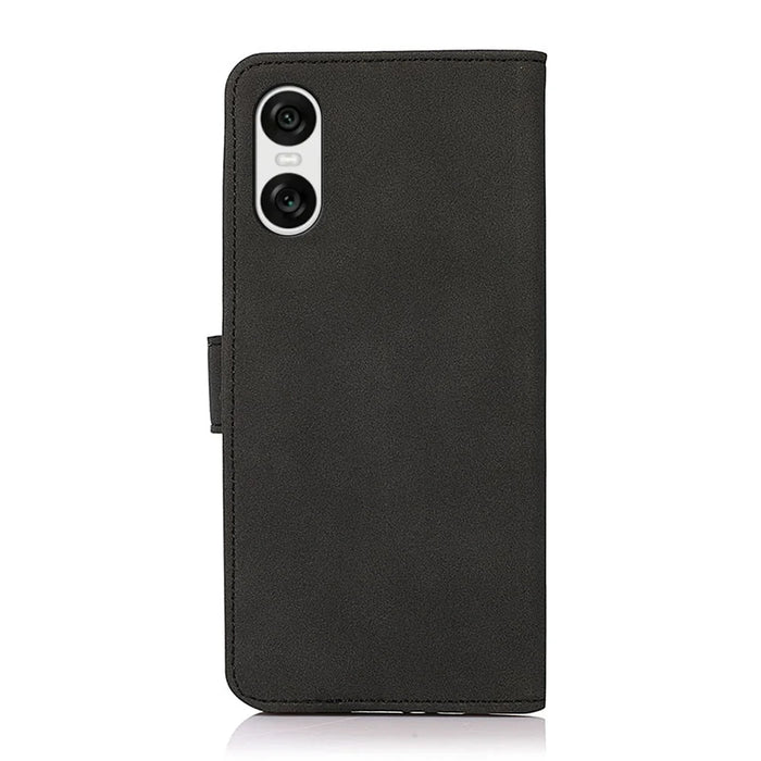 KHAZNEH For Sony Xperia 10 VI Phone Case Horizontal Stand Cover Leather Wallet Shell - Black - 6