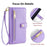 For Samsung Galaxy M55 5G / C55 5G / F55 5G Wallet Case PU Leather Zipper Phone Cover with 2 Straps - Purple - 6