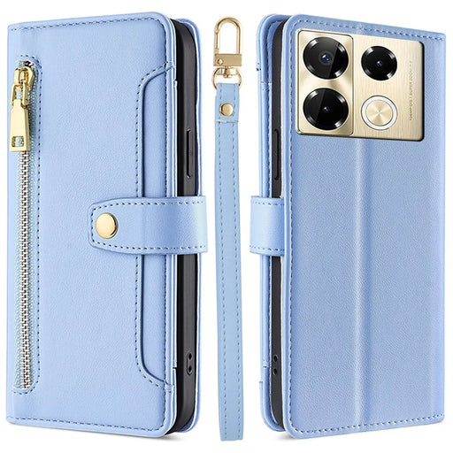 For Infinix Note 40 Pro 4G Crossbody Phone Case PU Leather Wallet Zipper Phone Cover - Blue - 1