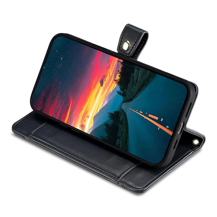 For OnePlus Nord CE4 5G Case Shock-Absorbent Leather Phone Cover with Zipper Wallet - Black - 3