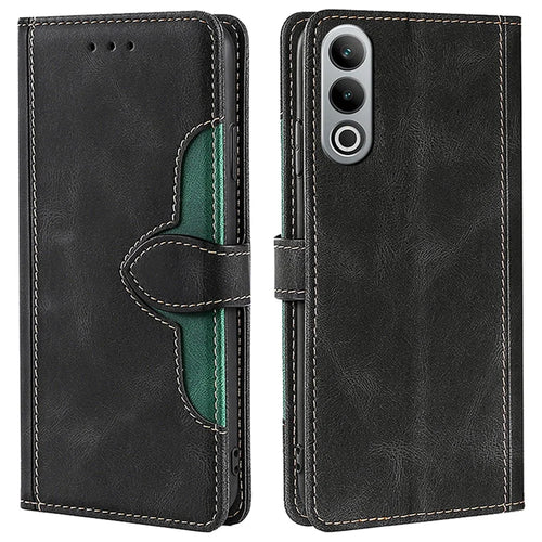 For OnePlus Nord CE4 5G Case Stand PU Leather Skin Touch Feeling Phone Cover - Black - 1