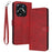 Shockproof Case for itel S23+ PU Leather Phone Cover with Strap - Red - 1