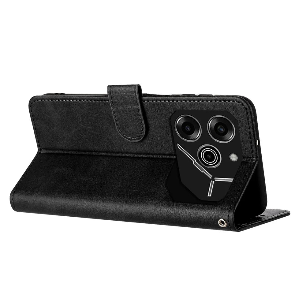 For TECNO Pova 6 Pro 5G LI9 Business Phone Case Leather Wallet Drop Protection Cover - Black - 2
