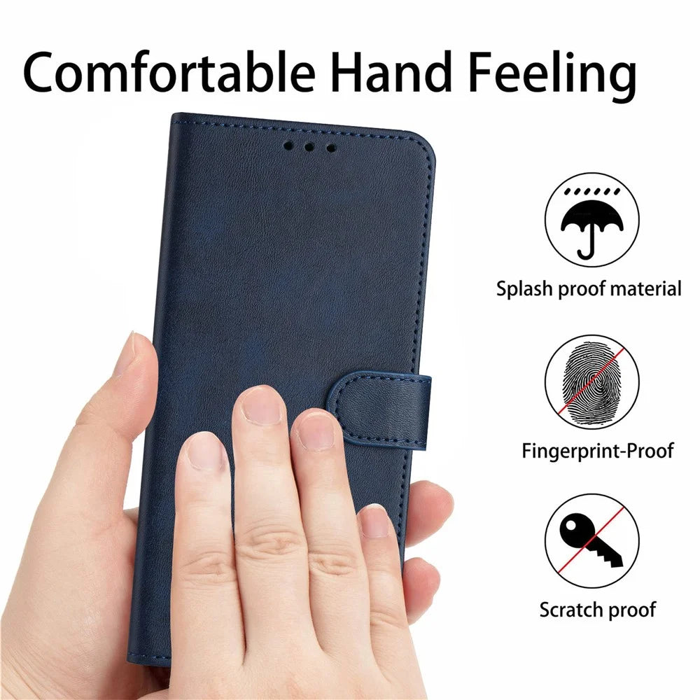 For TECNO Pova 5 Pro 4G Case Leather Stand Shockproof Cell Phone Cover with Wallet - Sapphire - 5