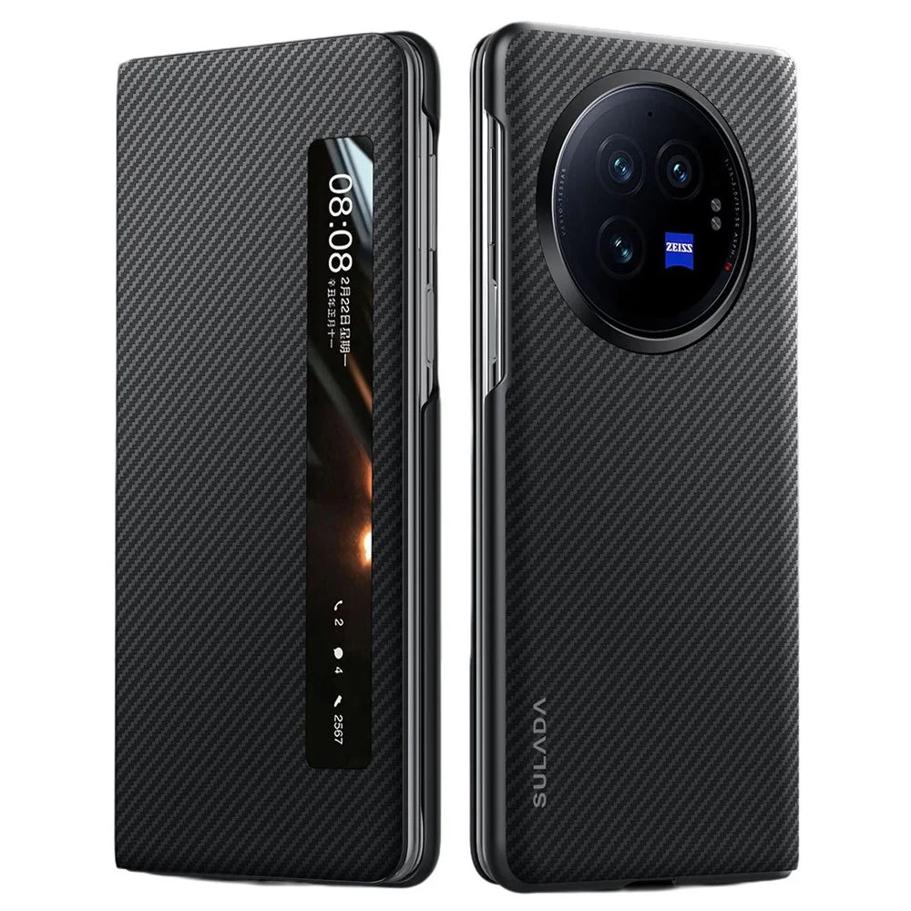 SULADA For vivo X Fold3 Case View Window Leather+PC Phone Cover - Black - 1