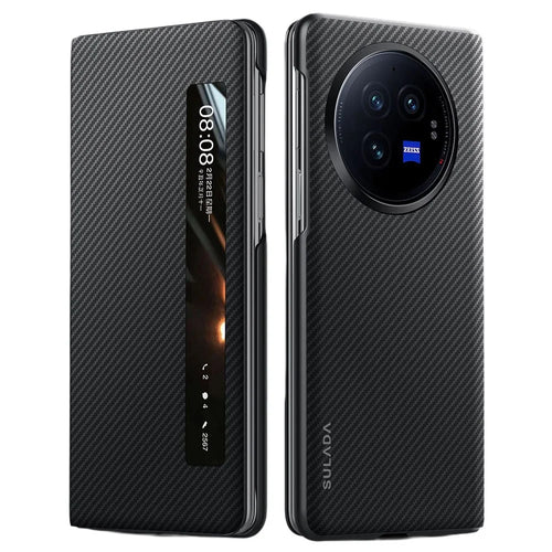 SULADA For vivo X Fold3 Case View Window Leather+PC Phone Cover - Black - 1