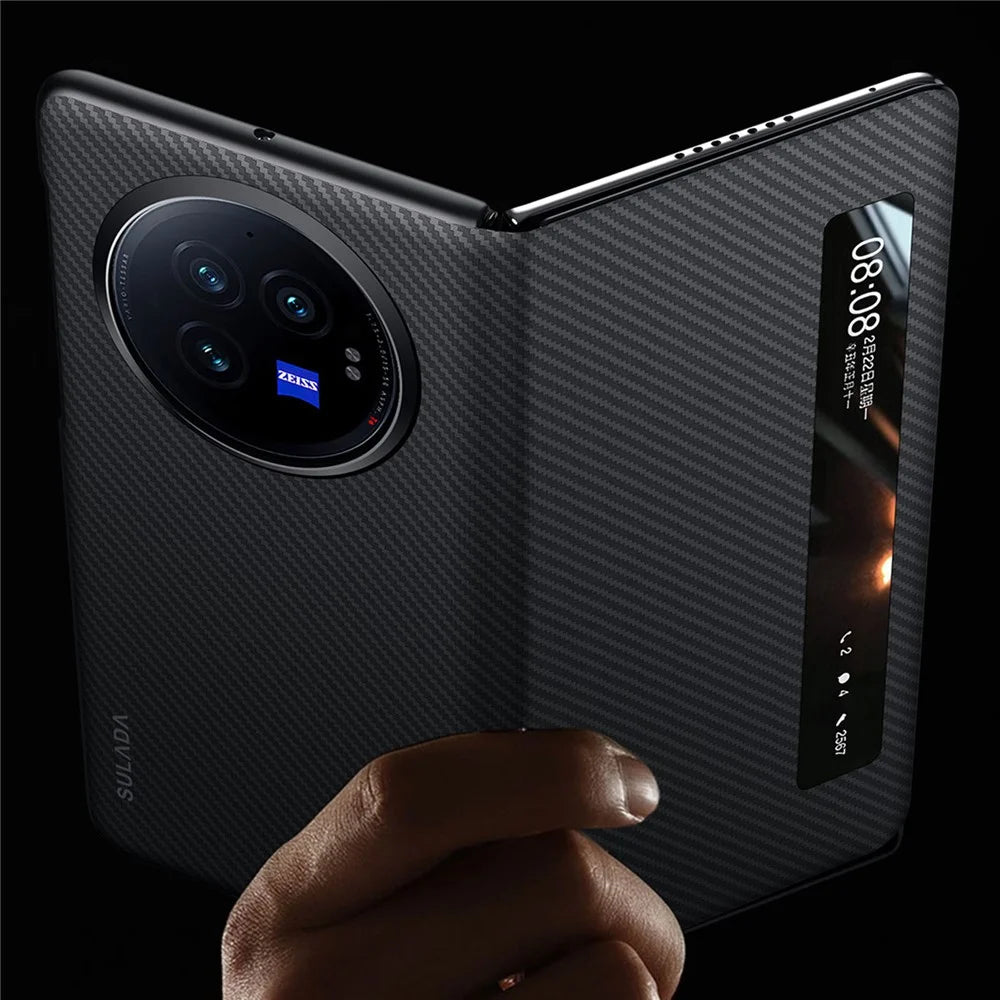 SULADA For vivo X Fold3 Case View Window Leather+PC Phone Cover - Black - 5