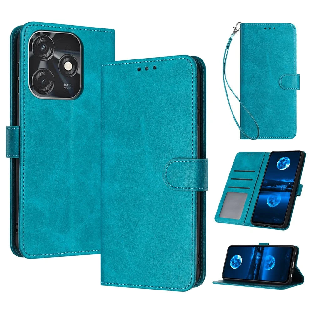 For TECNO Spark 10 4G / 10C 4G Case Leather Drop Protection Folding Stand Phone Cover - Green - 1