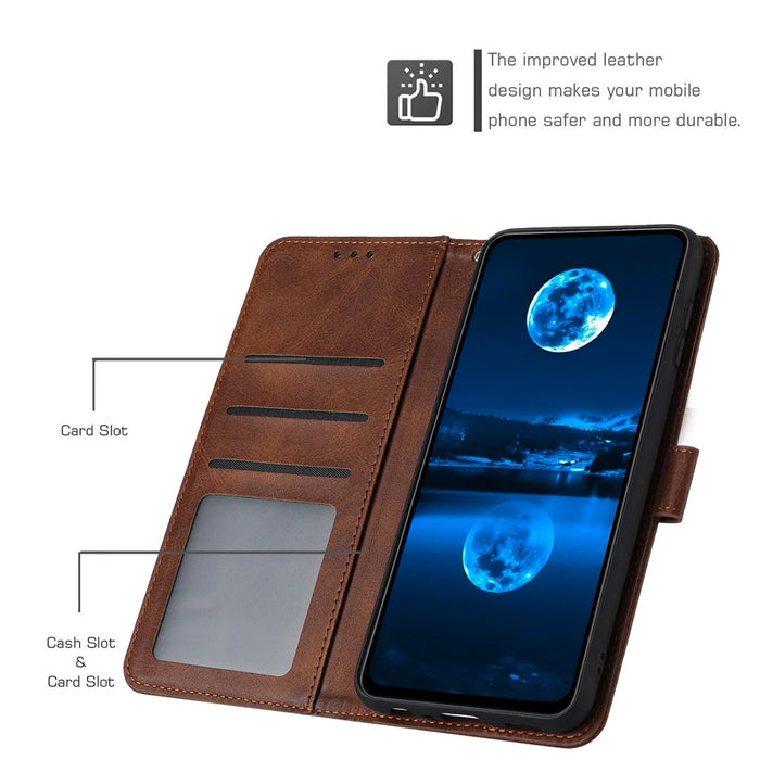 For TECNO Camon 20 Pro 5G Case Leather Stand Wallet Magnetic Clasp Phone Cover - Brown - 3
