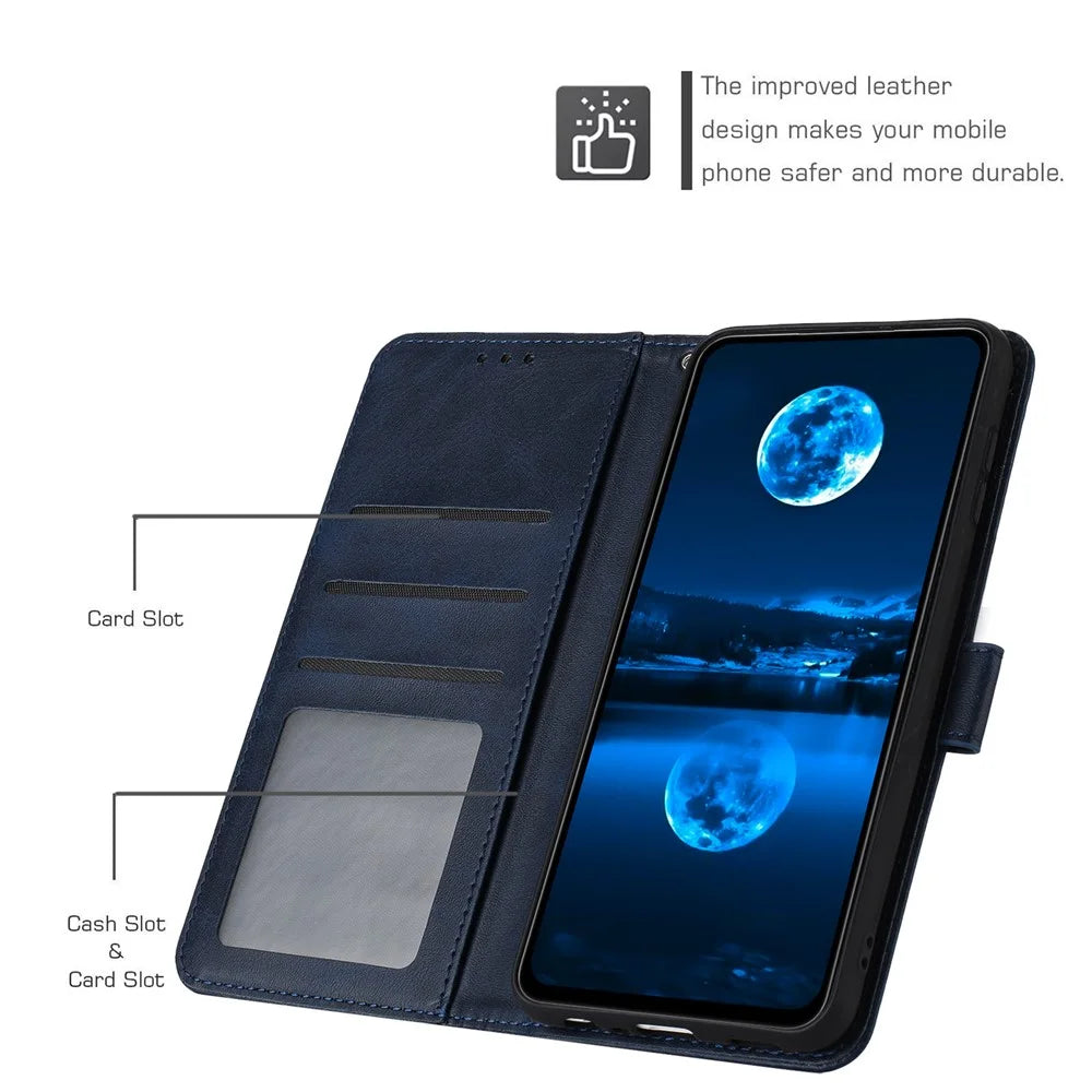 For Infinix Zero 30 5G Case Leather Wallet Magnetic Clasp Drop-Proof Smartphone Cover - Sapphire - 3