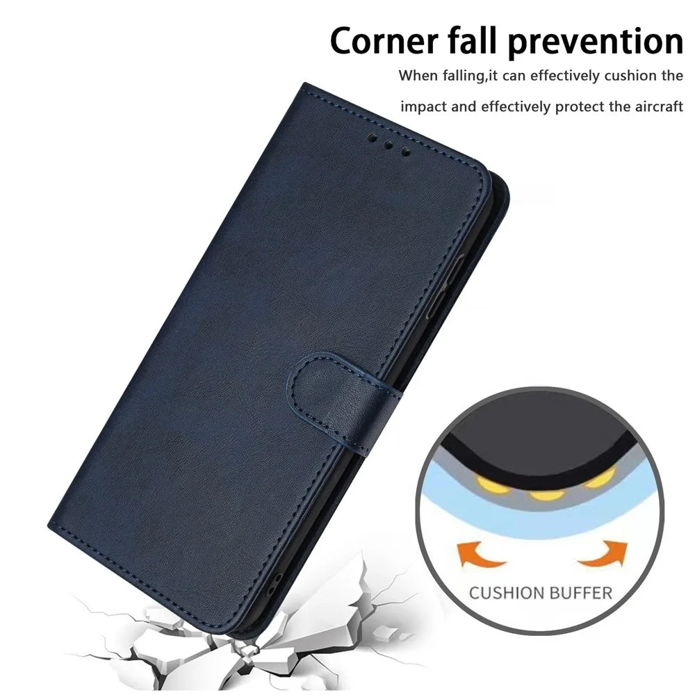 For Infinix Zero 30 5G Case Leather Wallet Magnetic Clasp Drop-Proof Smartphone Cover - Sapphire - 6
