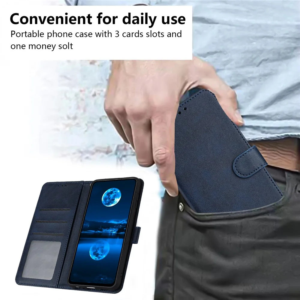 For Infinix Zero 30 5G Case Leather Wallet Magnetic Clasp Drop-Proof Smartphone Cover - Sapphire - 7