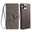 For itel A70 Phone Case Butterfly Flower Imprint PU Leather Wallet Cover - Grey - 1
