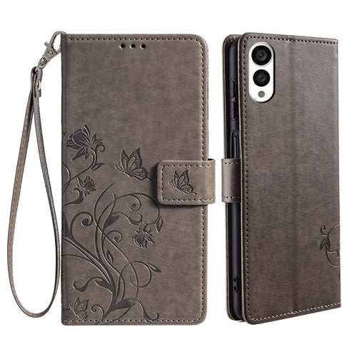 For FCNT Arrows N F-51C Case Imprint PU Leather Wallet Cover Cell Phone Accessories   - Grey - 1