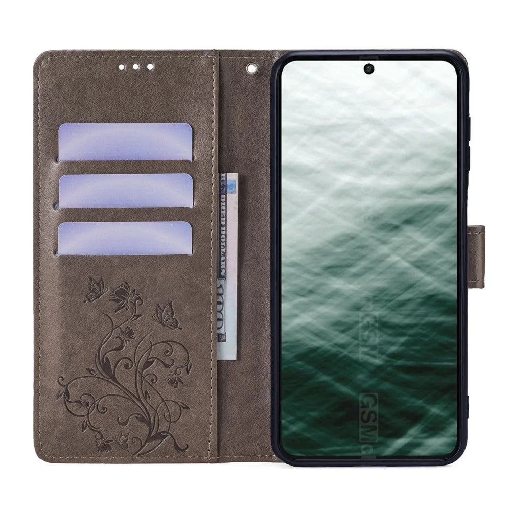 For FCNT Arrows N F-51C Case Imprint PU Leather Wallet Cover Cell Phone Accessories   - Grey - 2