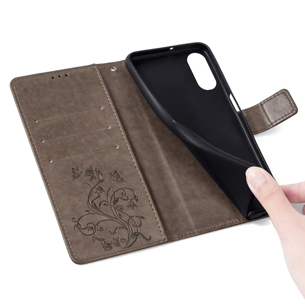 For FCNT Arrows N F-51C Case Imprint PU Leather Wallet Cover Cell Phone Accessories   - Grey - 6