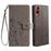 For Rakuten Hand 4G Case Leather Wallet Stand Phone Cover with Hand Strap - Grey - 1