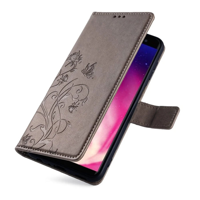 For Rakuten Hand 4G Case Leather Wallet Stand Phone Cover with Hand Strap - Grey - 5