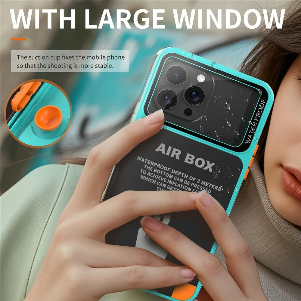 SHELLBOX Air Box Series For iPhone 15 Pro Max Waterproof Cover PC+TPU+PET Protective Phone Case - Blue - 5