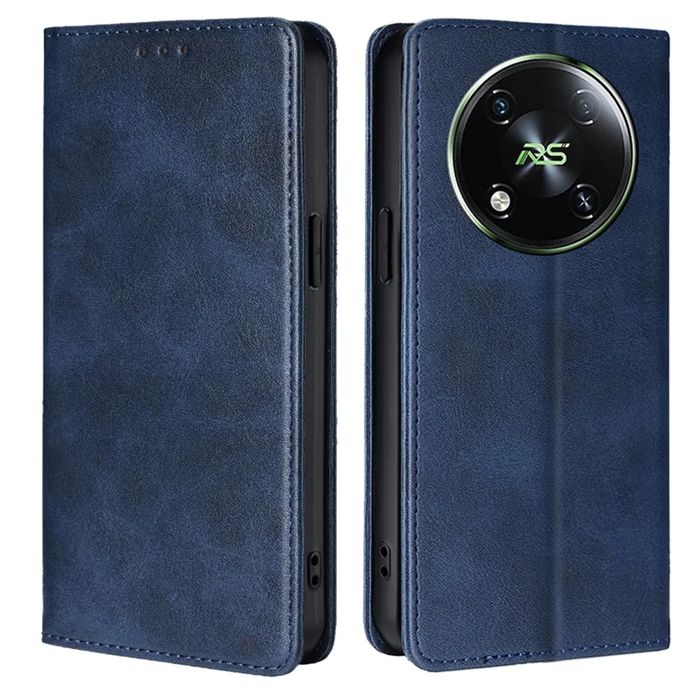 For itel RS4 4G   Mobile Phone Stand Case Calf Texture Leather Cover Cell Phone Accessory - Sapphire - 1