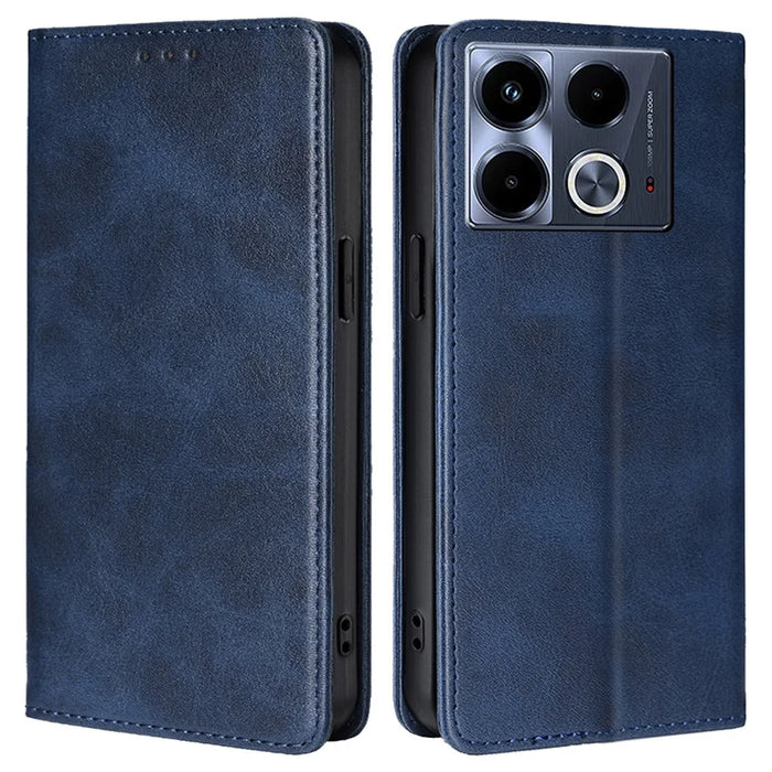 For Infinix Note 40 Stand Case Calf Texture Leather Cover Cell Phone Accessory   - Sapphire - 1
