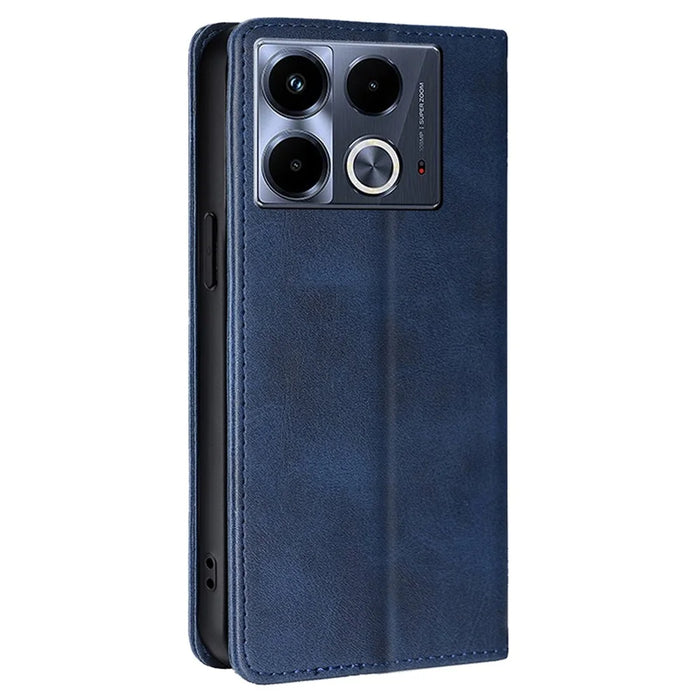 For Infinix Note 40 Stand Case Calf Texture Leather Cover Cell Phone Accessory   - Sapphire - 6