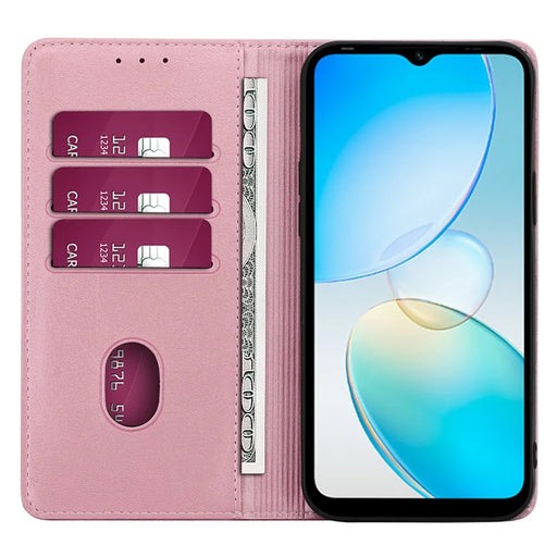 For Infinix Note 40 Pro 4G Case PU Leather Calf Texture Phone Cover Hidden Magnetic Adsorption - Rose Gold - 2