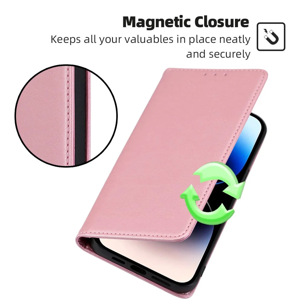 For Infinix Note 40 Pro 4G Case PU Leather Calf Texture Phone Cover Hidden Magnetic Adsorption - Rose Gold - 4