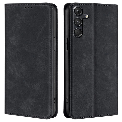 For Samsung Galaxy M55 5G / C55 5G / F55 5G Card Slot Phone Case Skin-Touch Feeling PU Leather Cover - Black - 1
