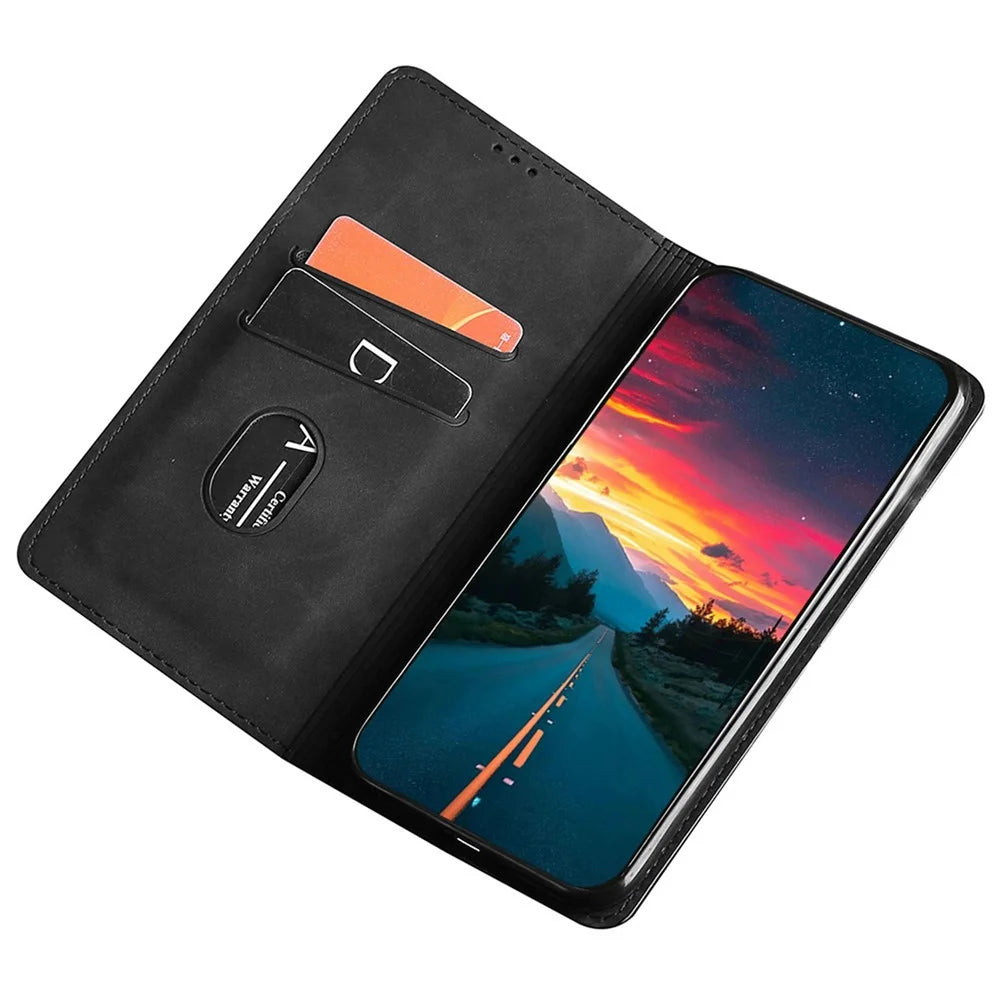 For Infinix Note 40 Pro 4G Case PU Leather Magnetic Adsorption Folding Stand Phone Cover - Black - 2